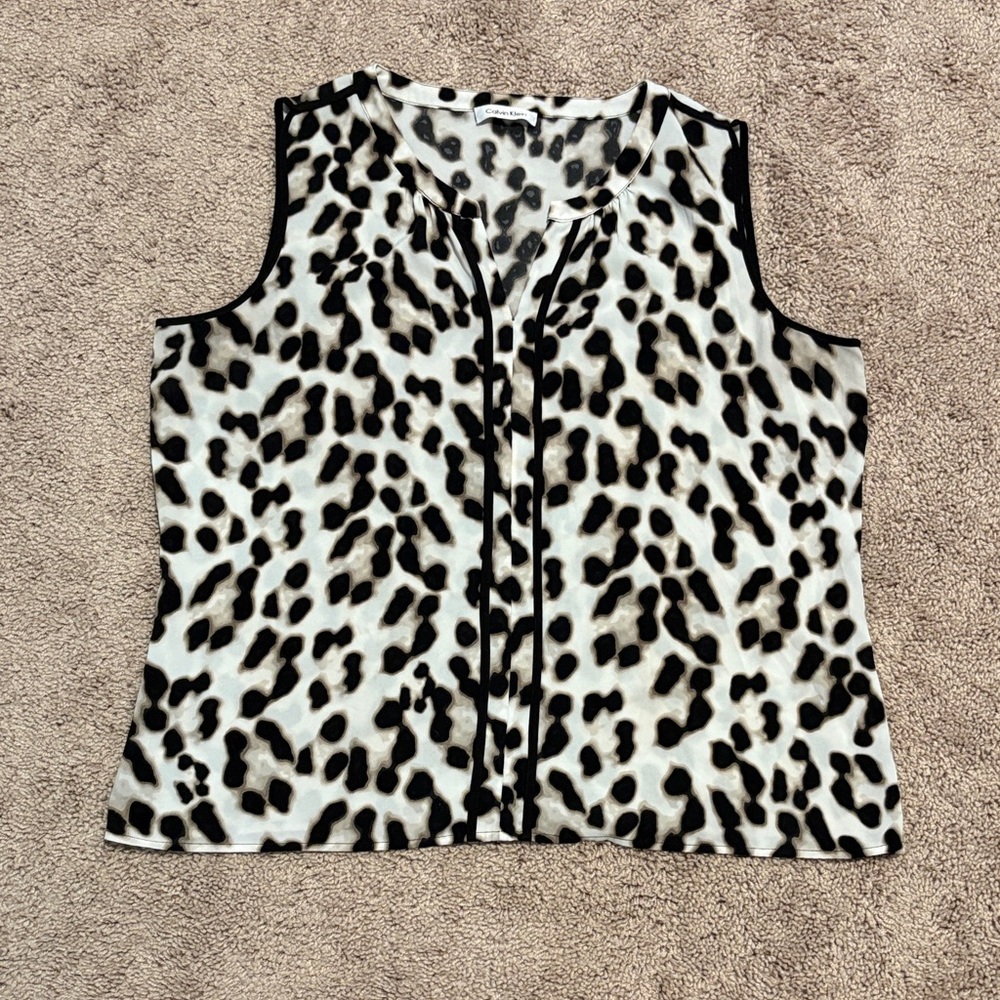 Calvin Klein Leopard Print Sleeveless Top